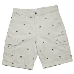 Men’s Beagle Dog Print Stretch Shorts Chino Size 32 Coastland Wash Hampton Flat